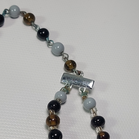 Vintage Double Strand Agate stone Obsidian Quartz - Picture 6 of 9